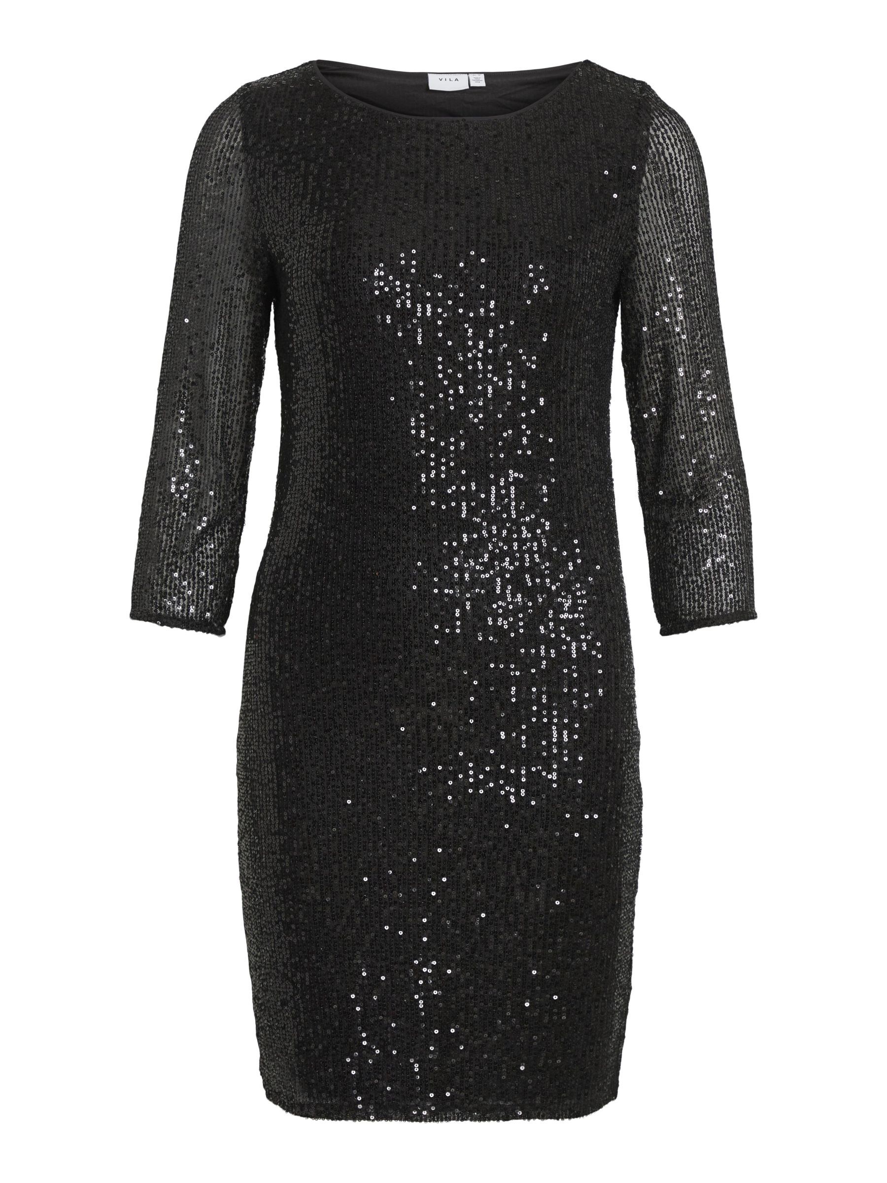 Black short shop sleeve sequin dress