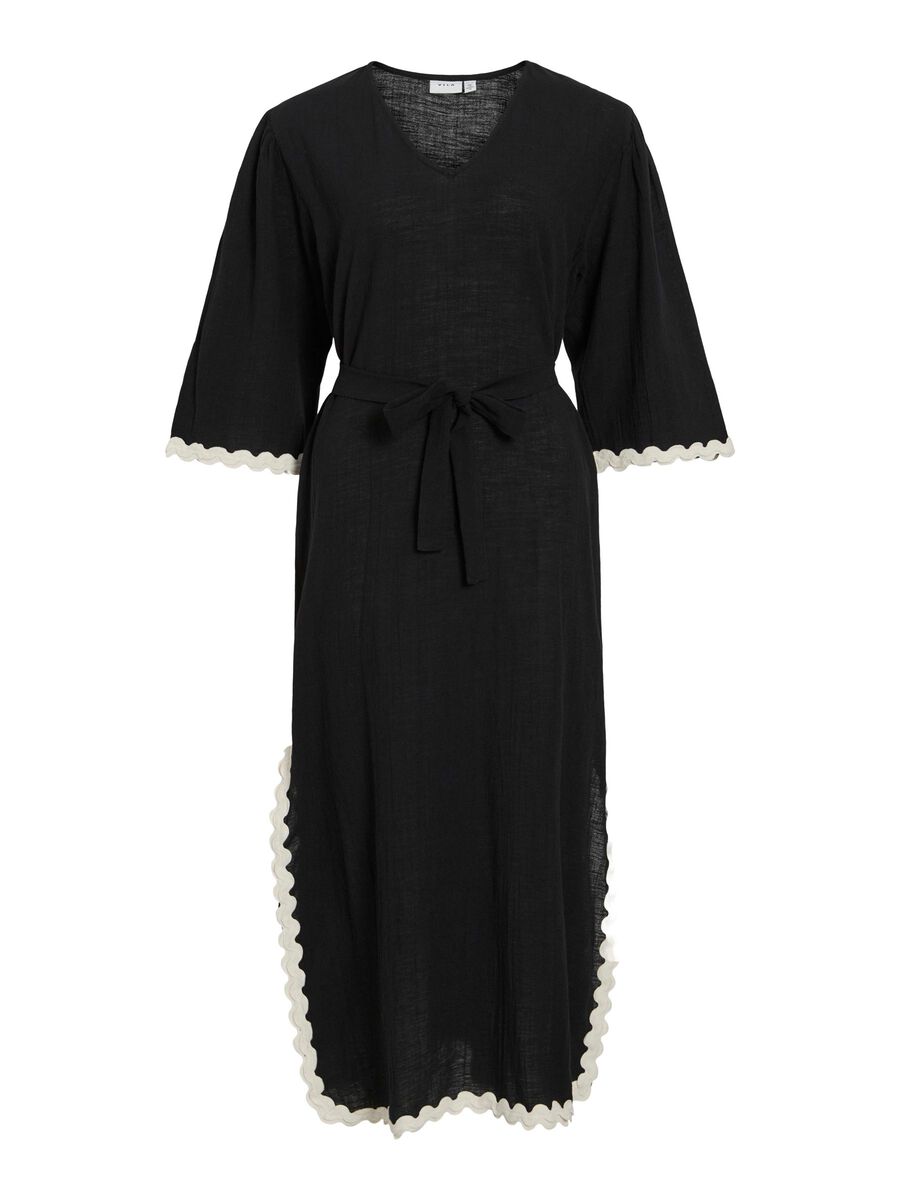 VILA VIMANDA V-NECK MIDI DRESS, Black Beauty, highres - 14107439_BlackBeauty_1195455_001.jpg