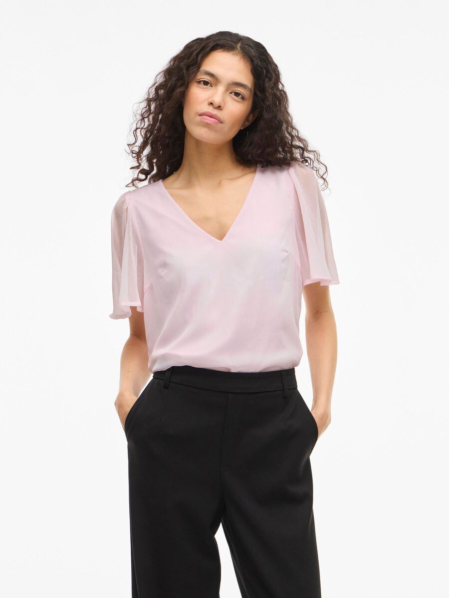 Product carousel image - VIFALIA V-NECK SHORT SLEEVED TOP, Cherry Blossom | 1