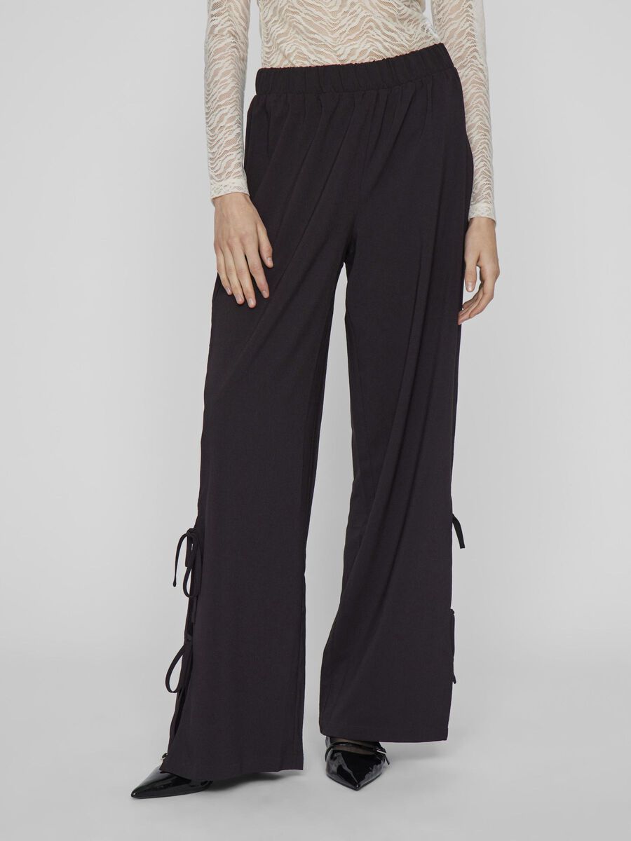 VILA BOW-DETAIL TROUSERS, Black, highres - 14108269_Black_003.jpg