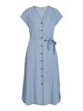 VILA TIE WAIST MIDI DRESS, Light Blue Denim, highres - 14097250_LightBlueDenim_001.jpg