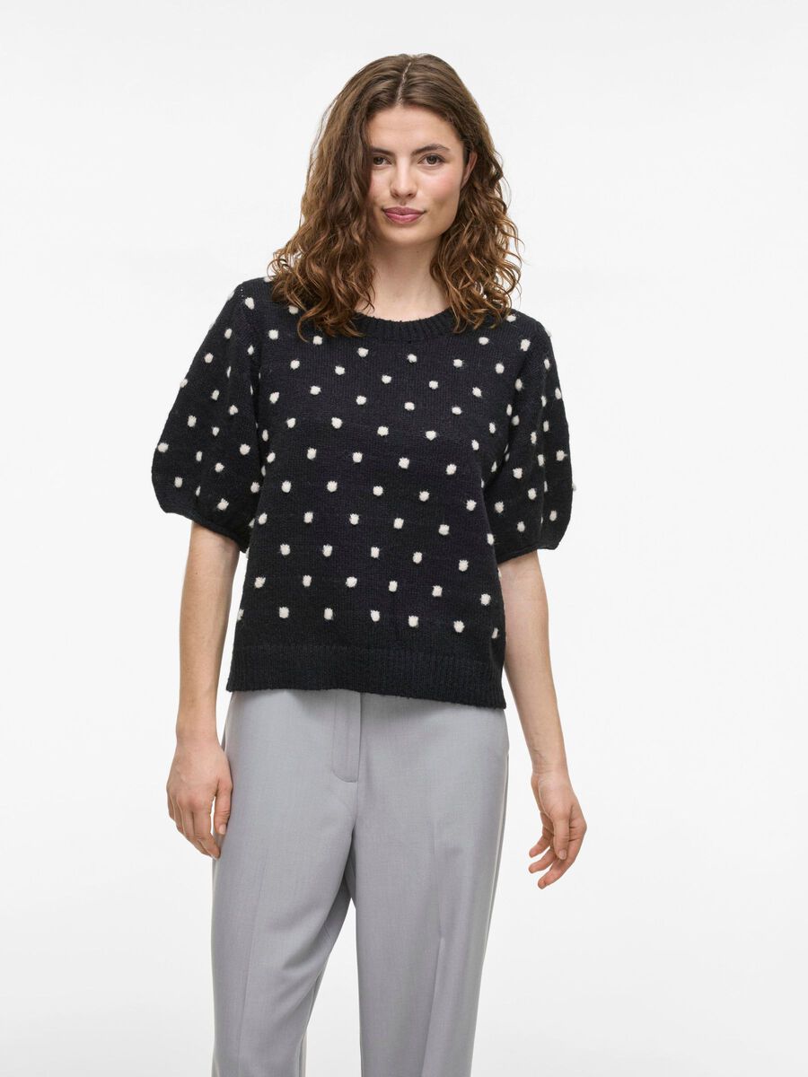 VILA SHORT SLEEVED KNITTED TOP, Black Beauty, highres - 14103431_BlackBeauty_1158090_003.jpg