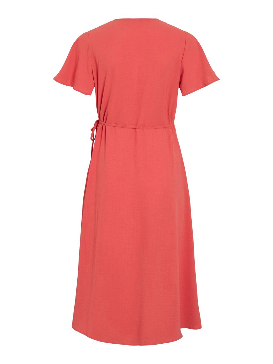 VILA VILOVIE SHORT SLEEVED WRAP DRESS, Paprika, highres - 14059666_Paprika_002.jpg