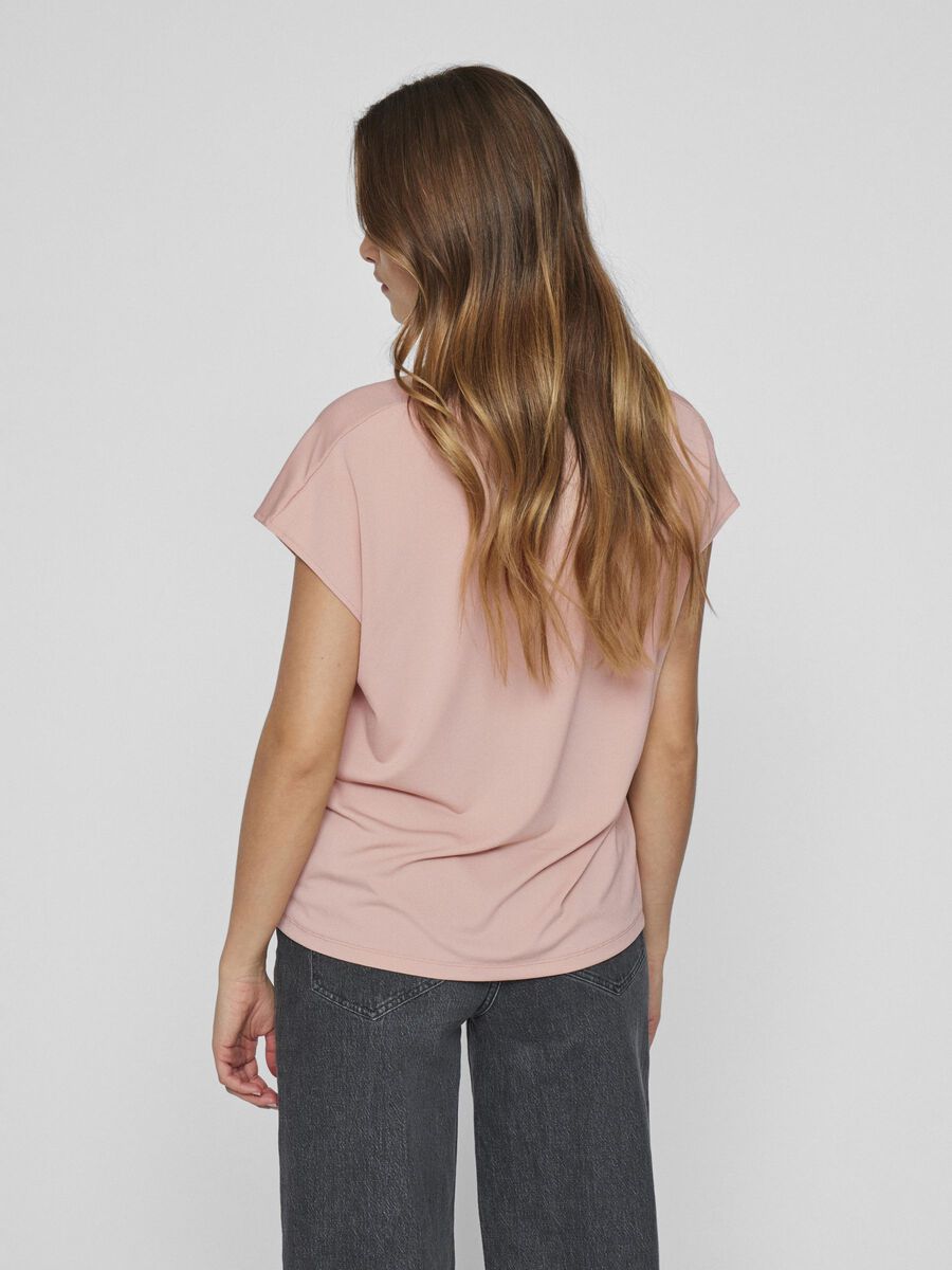 VILA V-NECK SHORT SLEEVED TOP, Misty Rose, highres - 14107300_MistyRose_004.jpg
