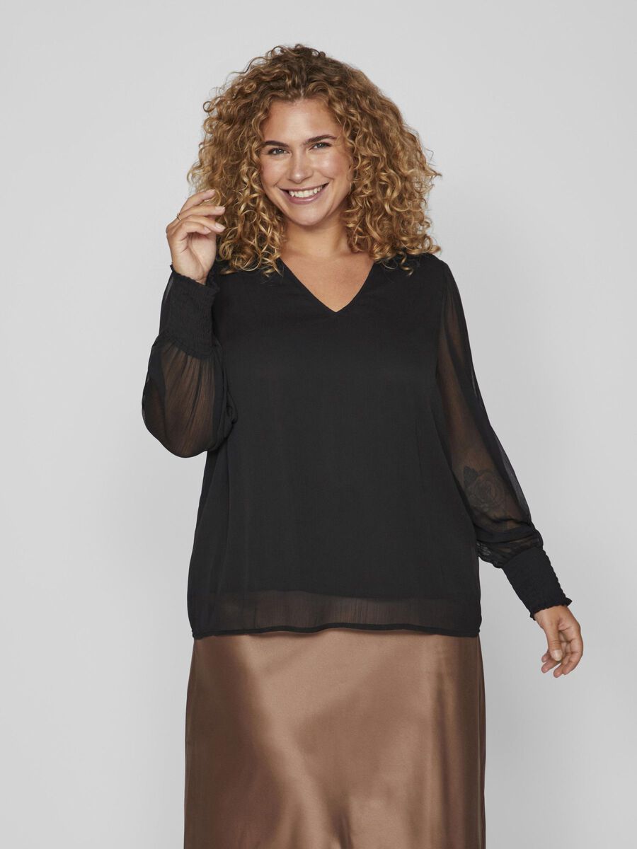 Vila CURVE - LONG SLEEVED BLOUSE, Black, highres - 14088480_Black_003.jpg