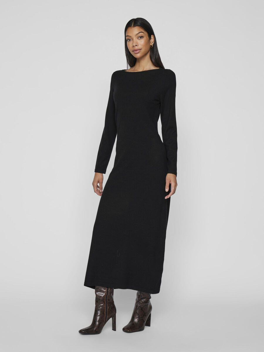 VILA KNITTED MIDI DRESS, Black, highres - 14109869_Black_003.jpg