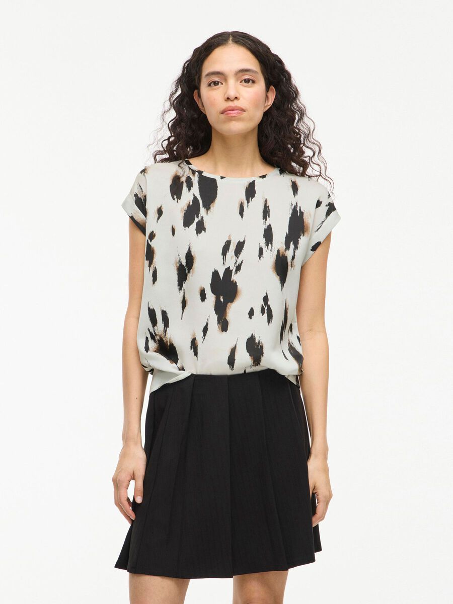 VILA VIELLETTE ROUND NECK SHORT SLEEVED TOP, Birch, highres - 14109246_Birch_1218933_003.jpg