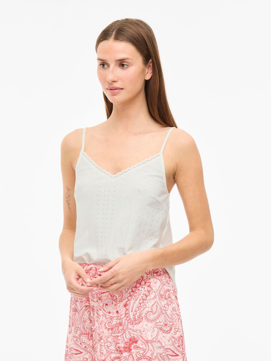 VILA VIHAUGA V-NECK STRAP TOP, Snow White, highres - 14112678_SnowWhite_003.jpg