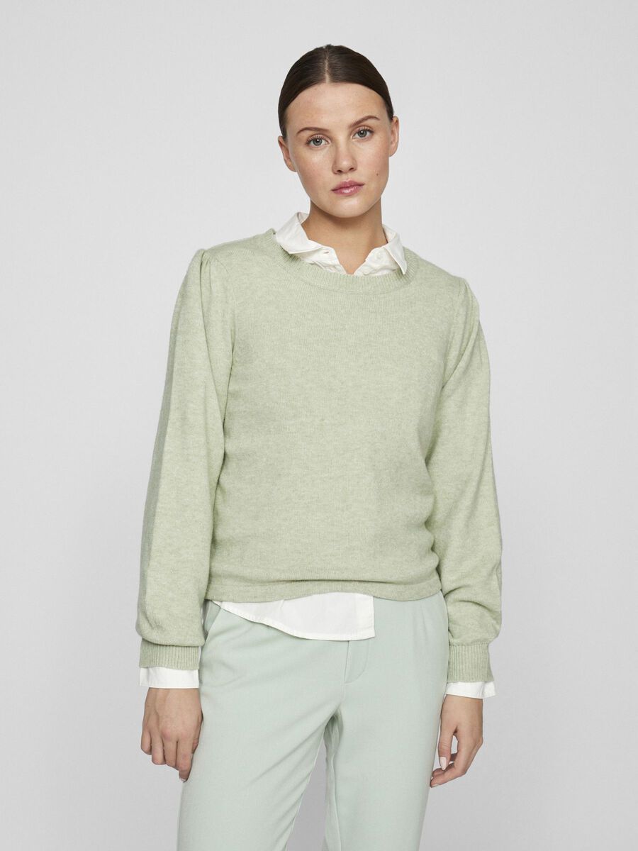 VILA ROUND NECK KNITTED PULLOVER, Desert Sage, highres - 14105308_DesertSage_1173257_003.jpg