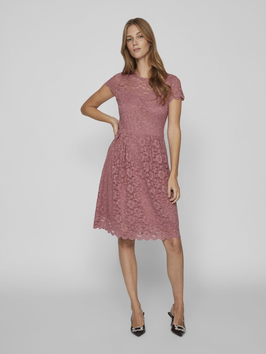 VILA SHORT SLEEVED LACE PARTY DRESS, Mesa Rose, highres - 14067460_MesaRose_003.jpg