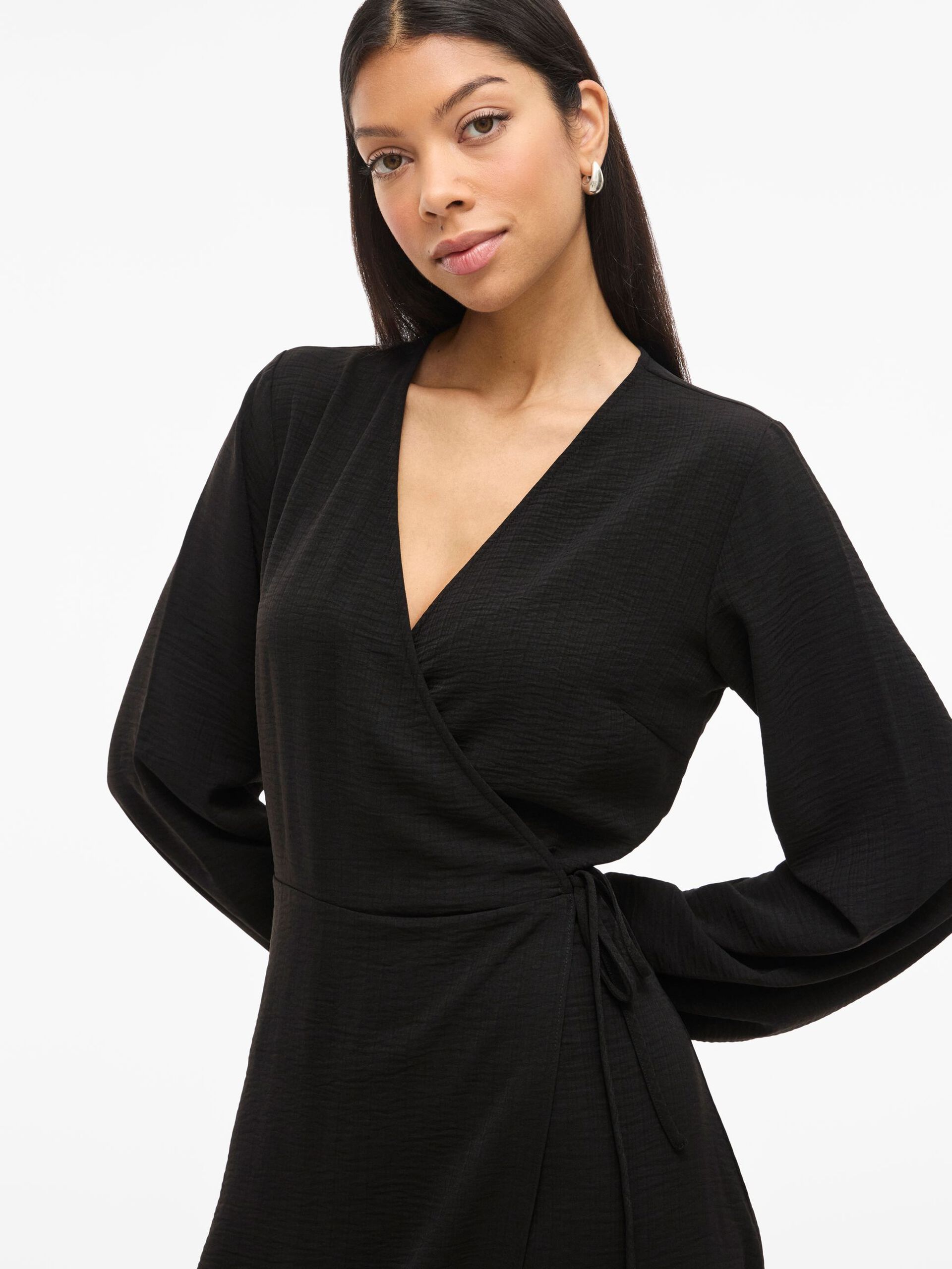 Carousel image - VILOVIE MIDI WRAP DRESS, Black | 3