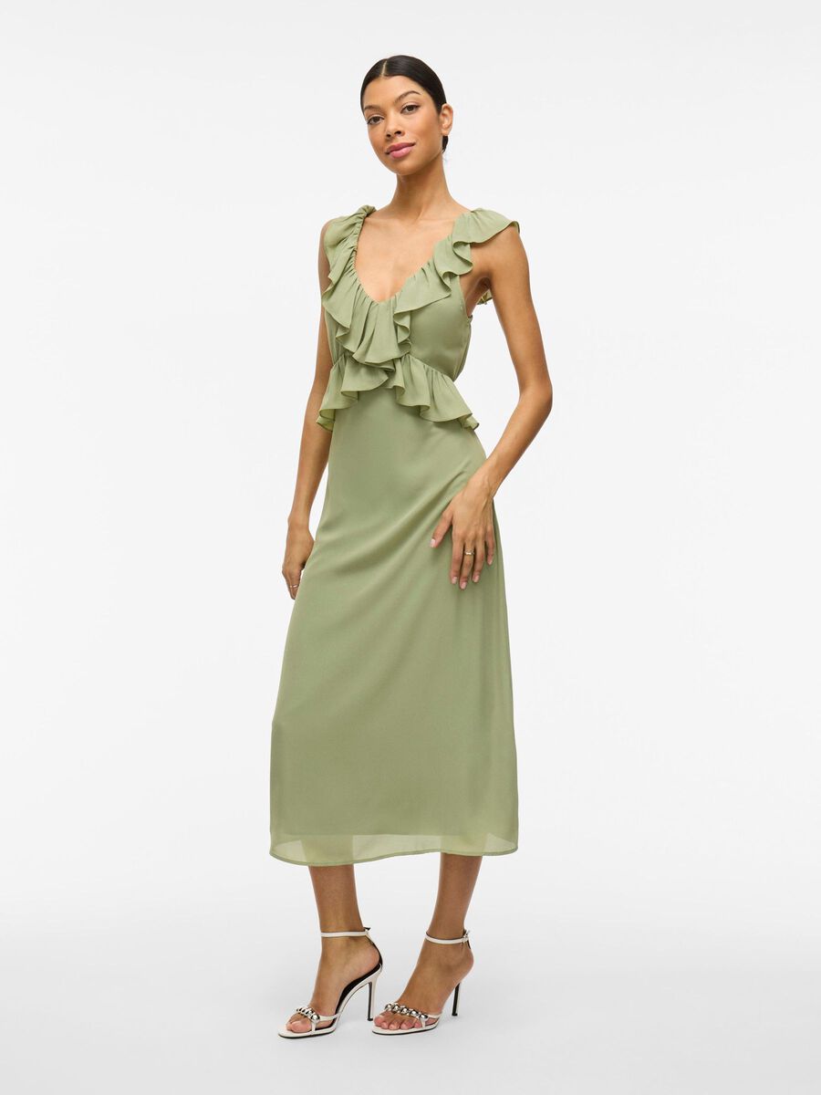 VILA SLEEVELESS MIDI DRESS, Sage, highres - 14104410_Sage_003.jpg