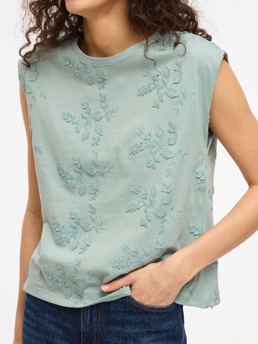 Carousel image - RONDE HALS MOUWLOZE TOP, Blue Surf | 3