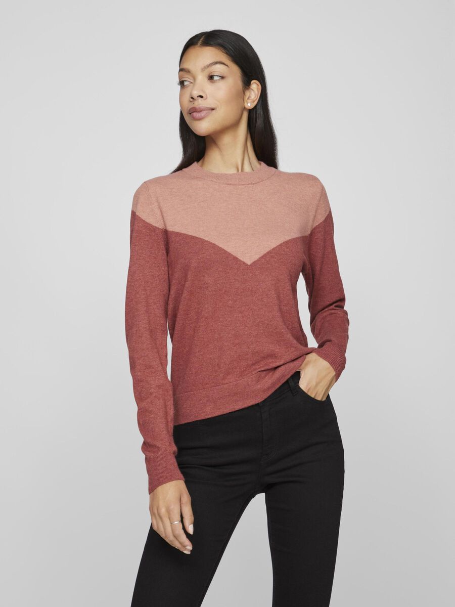 VILA ROUND NECK KNITTED PULLOVER, Burnt Henna, highres - 14102914_BurntHenna_1156143_003.jpg