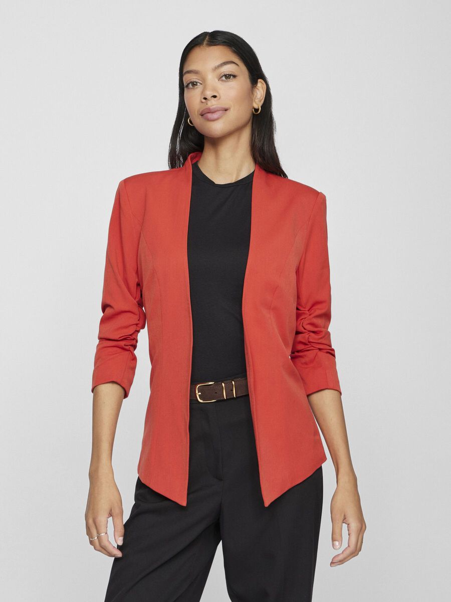 VILA VIHER 3/4 SLEEVED FORMFITTED BLAZER, Aurora Red, highres - 14039434_AuroraRed_003.jpg