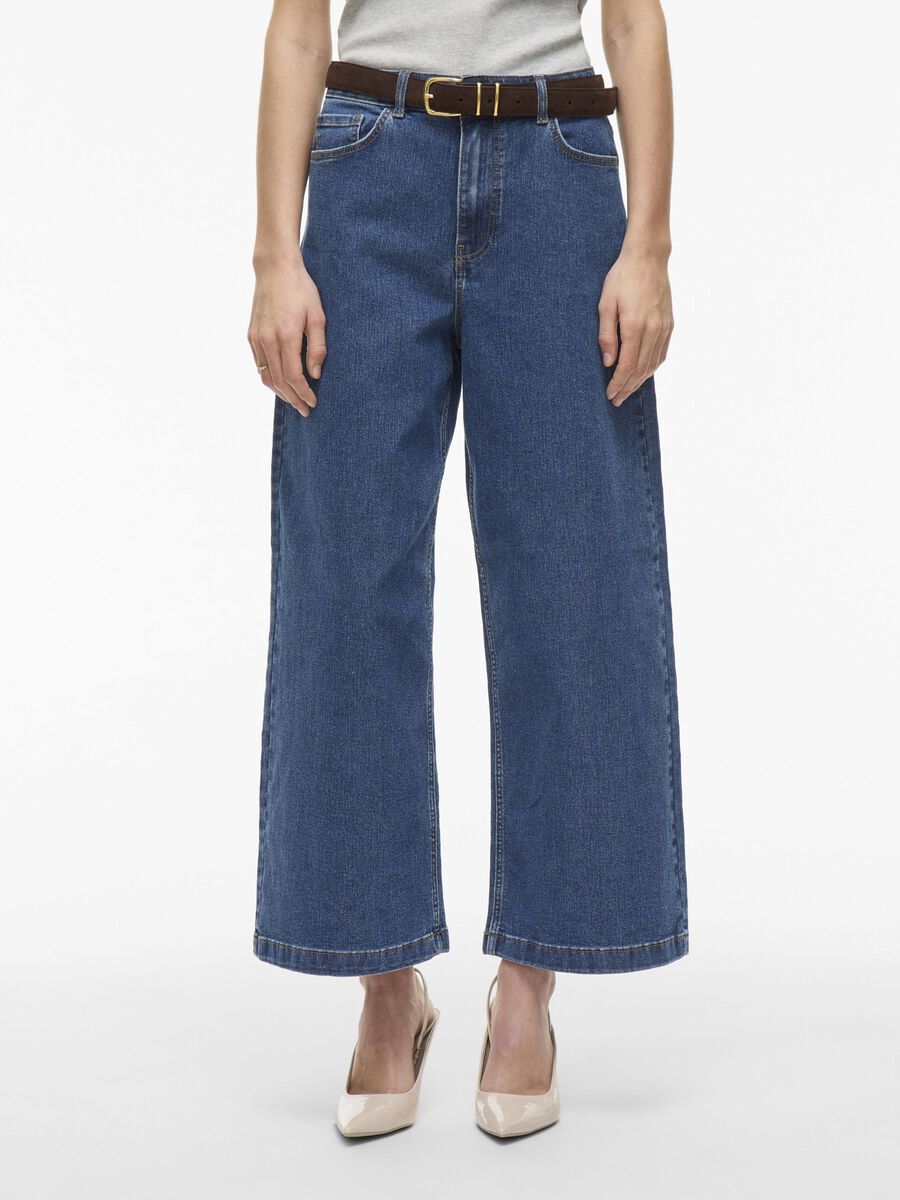 VILA TAILLE HAUTE JEAN JUPE-CULOTTE, Medium Blue Denim, highres - 14104639_MediumBlueDenim_003.jpg