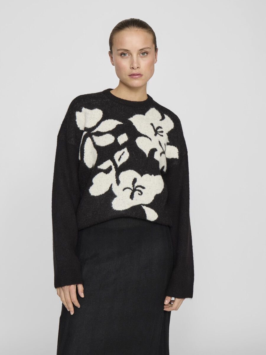 VILA ROUND NECK KNITTED PULLOVER, Black, highres - 14106251_Black_1178862_003.jpg