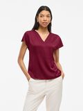 VILA V-NECK SHORT SLEEVED TOP, Cabernet, highres - 14111148_Cabernet_003.jpg