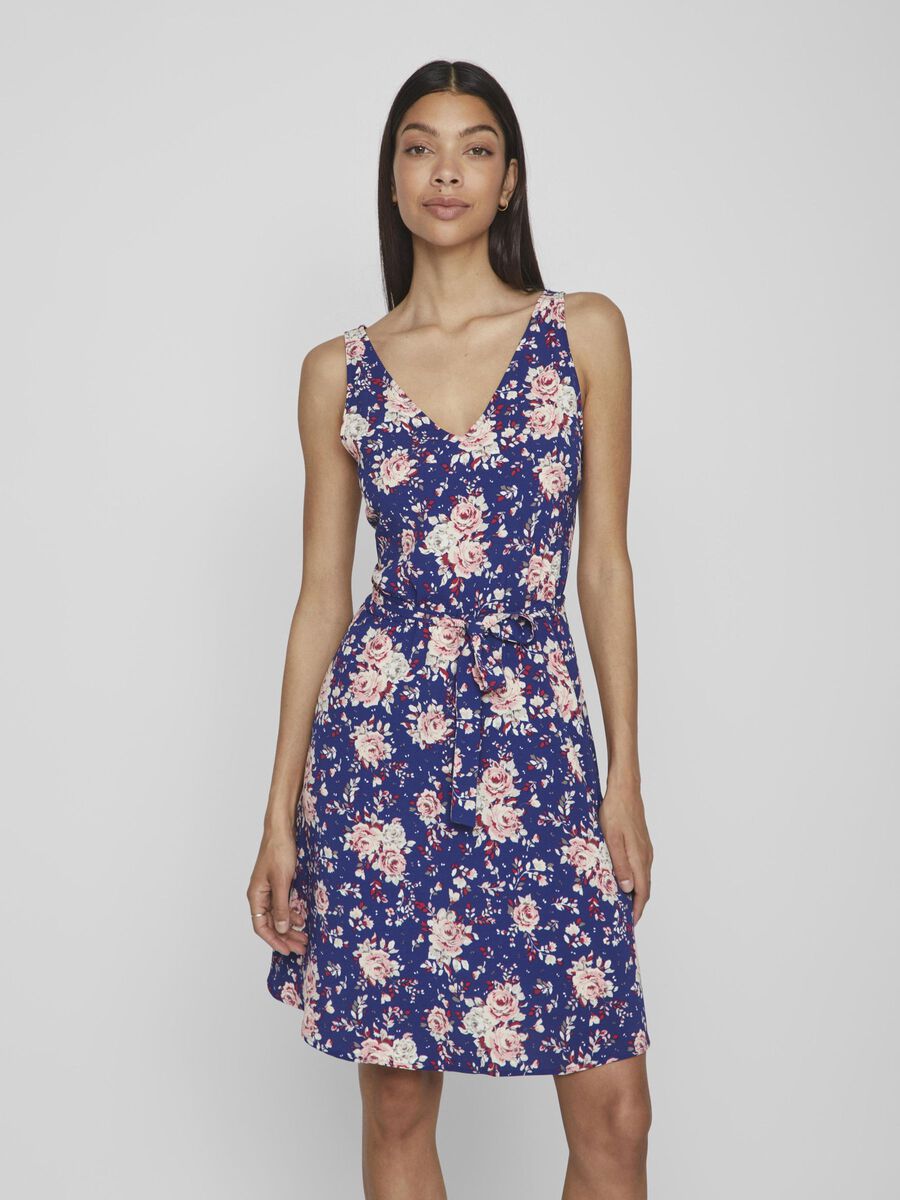 Vila TIE WAIST SLEEVELESS DRESS, Navy Blazer, highres - 14068746_NavyBlazer_889277_003.jpg