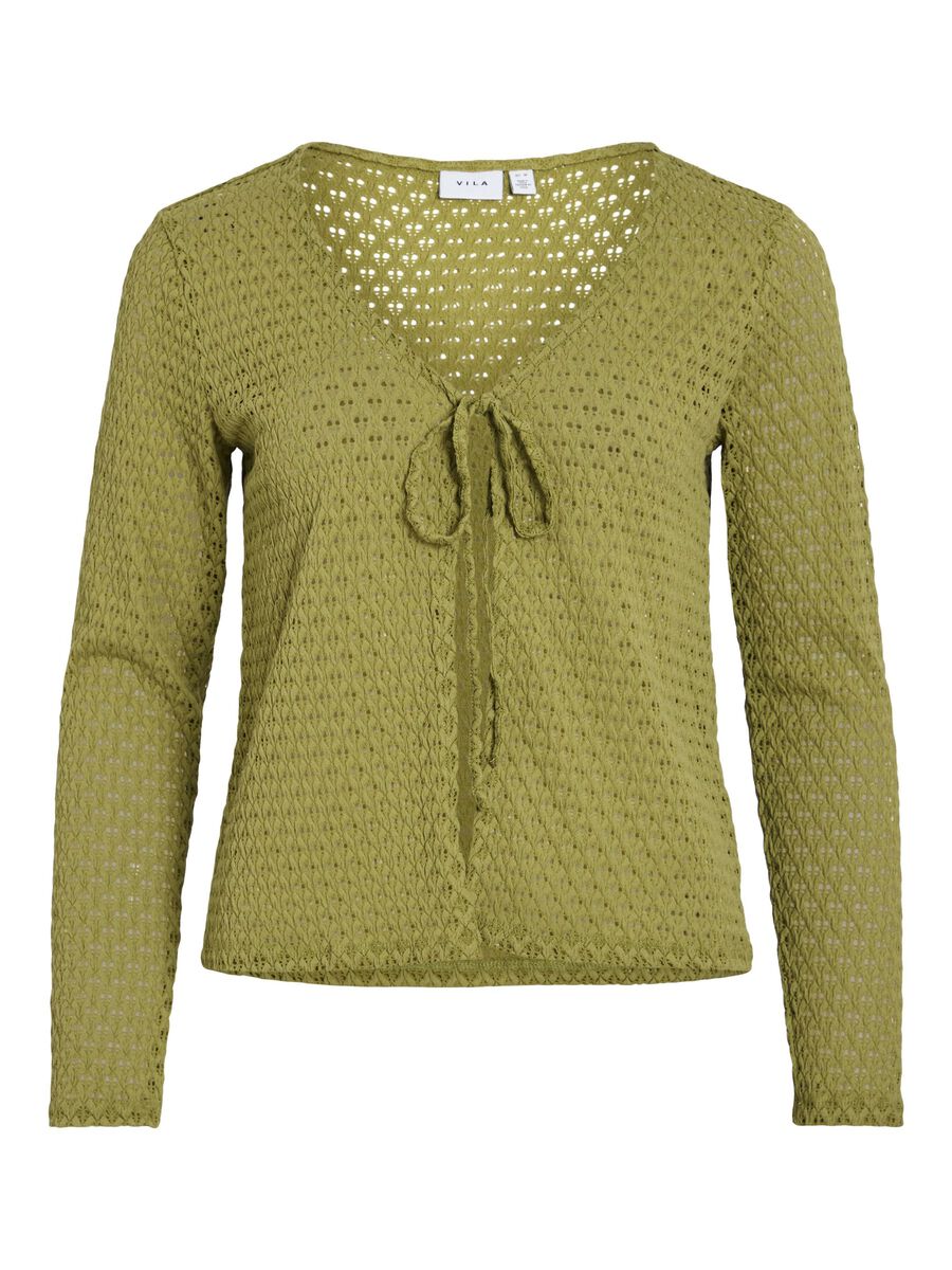 VILA V-AUSSCHNITT STRICKJACKE, Sage, highres - 14104210_Sage_001.jpg