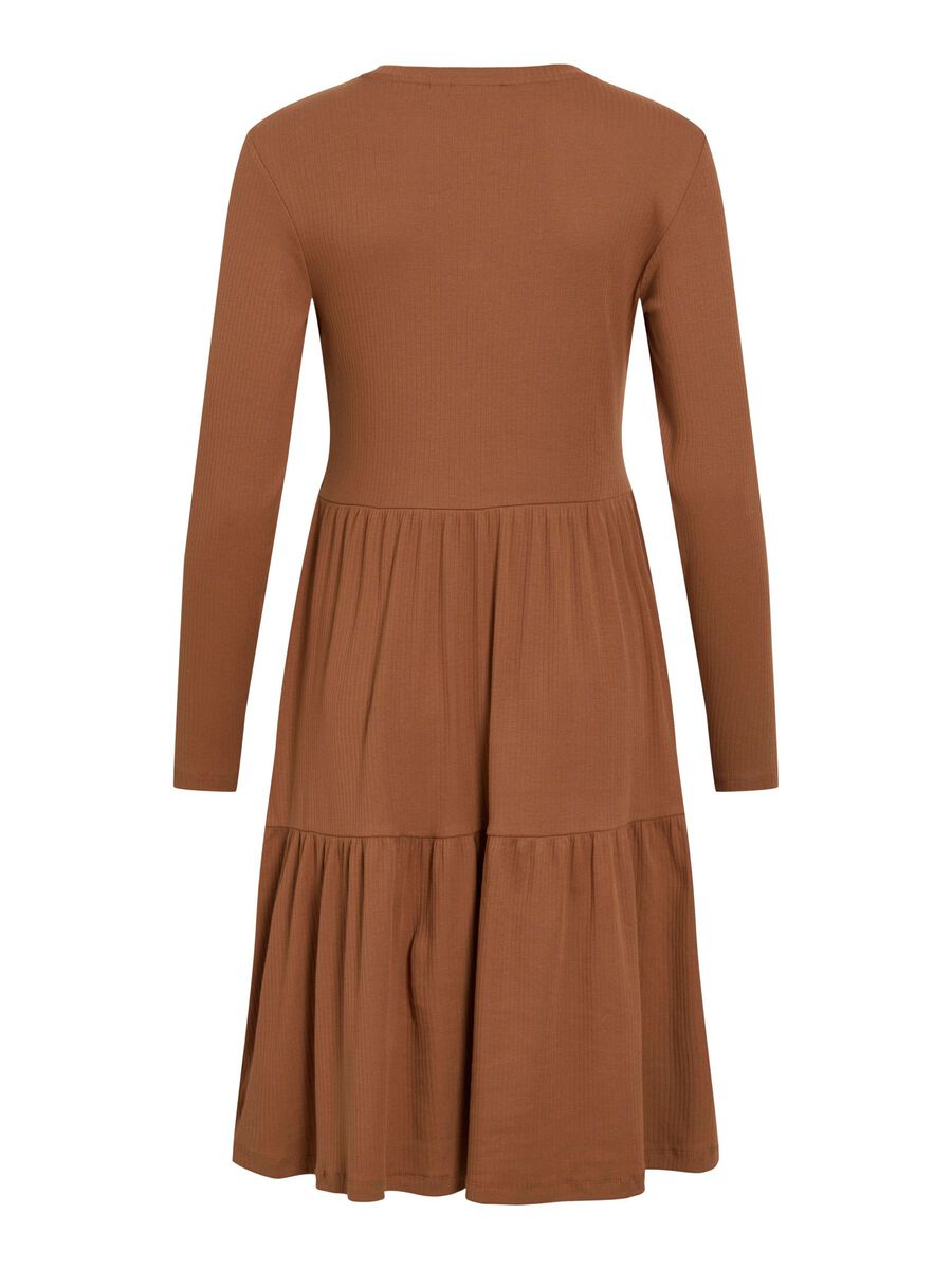 VILA LONG SLEEVED KNEE-LENGTH DRESS, Argan Oil, highres - 14109874_ArganOil_002.jpg