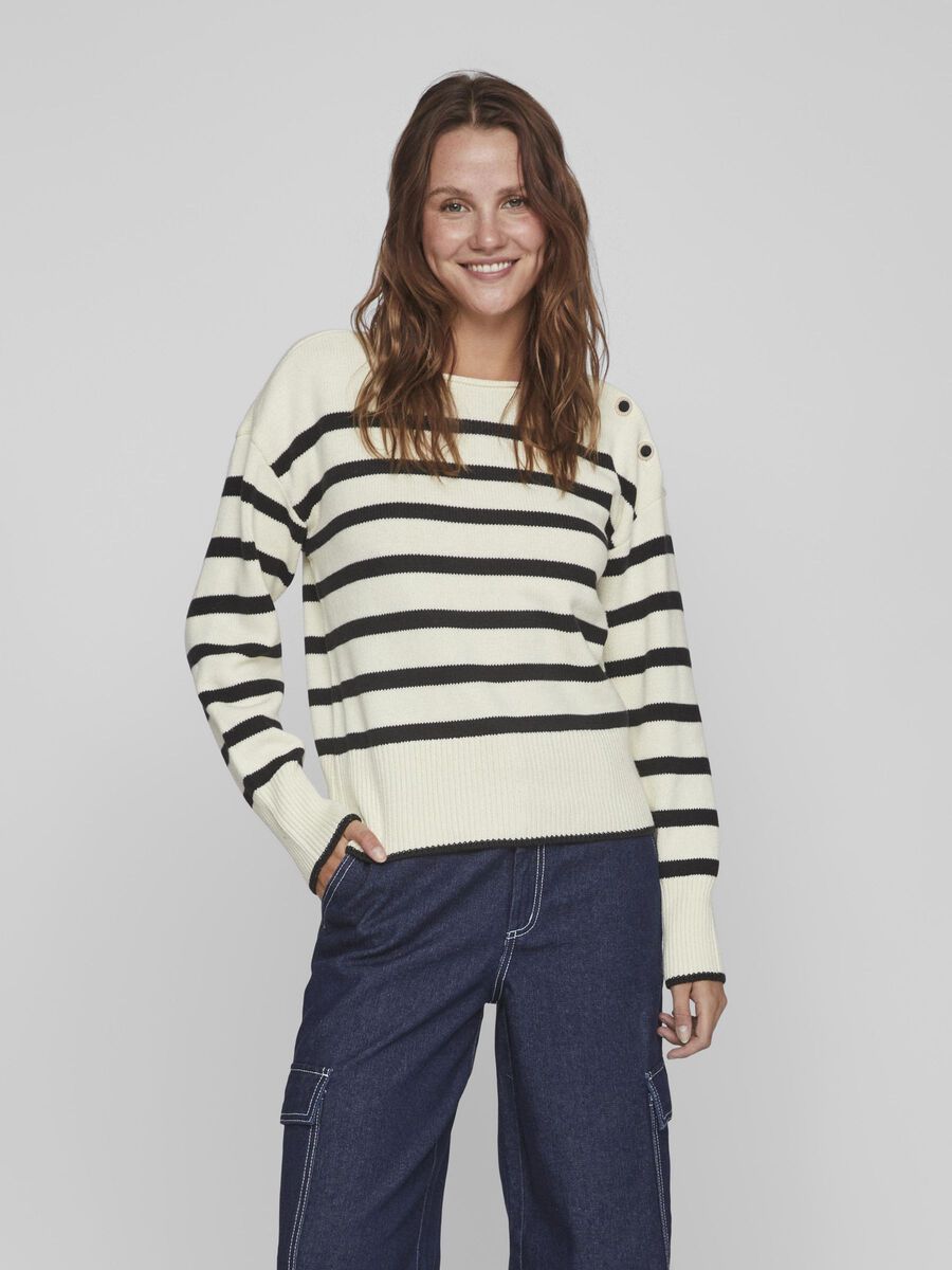 Vila STRIPED PULLOVER A MAGLIA, Cloud Dancer, highres - 14092999_CloudDancer_1082727_003.jpg