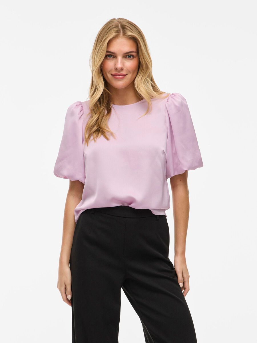 VILA VIELLETTE ROUND NECK SHORT SLEEVED TOP, Winsome Orchid, highres - 14107986_WinsomeOrchid_003.jpg
