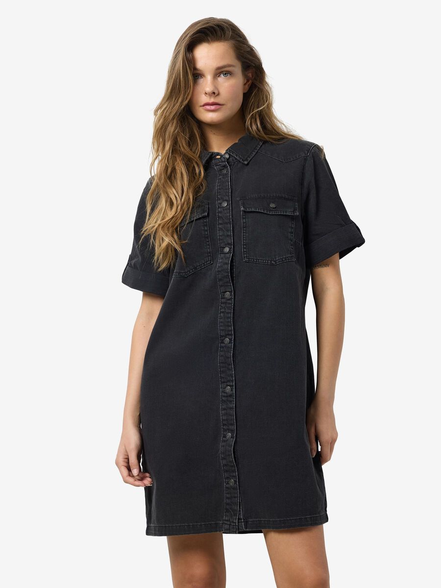 Noisy May KORTE MOUWEN DENIM JURK, Black, highres - 27030039_Black_003.jpg