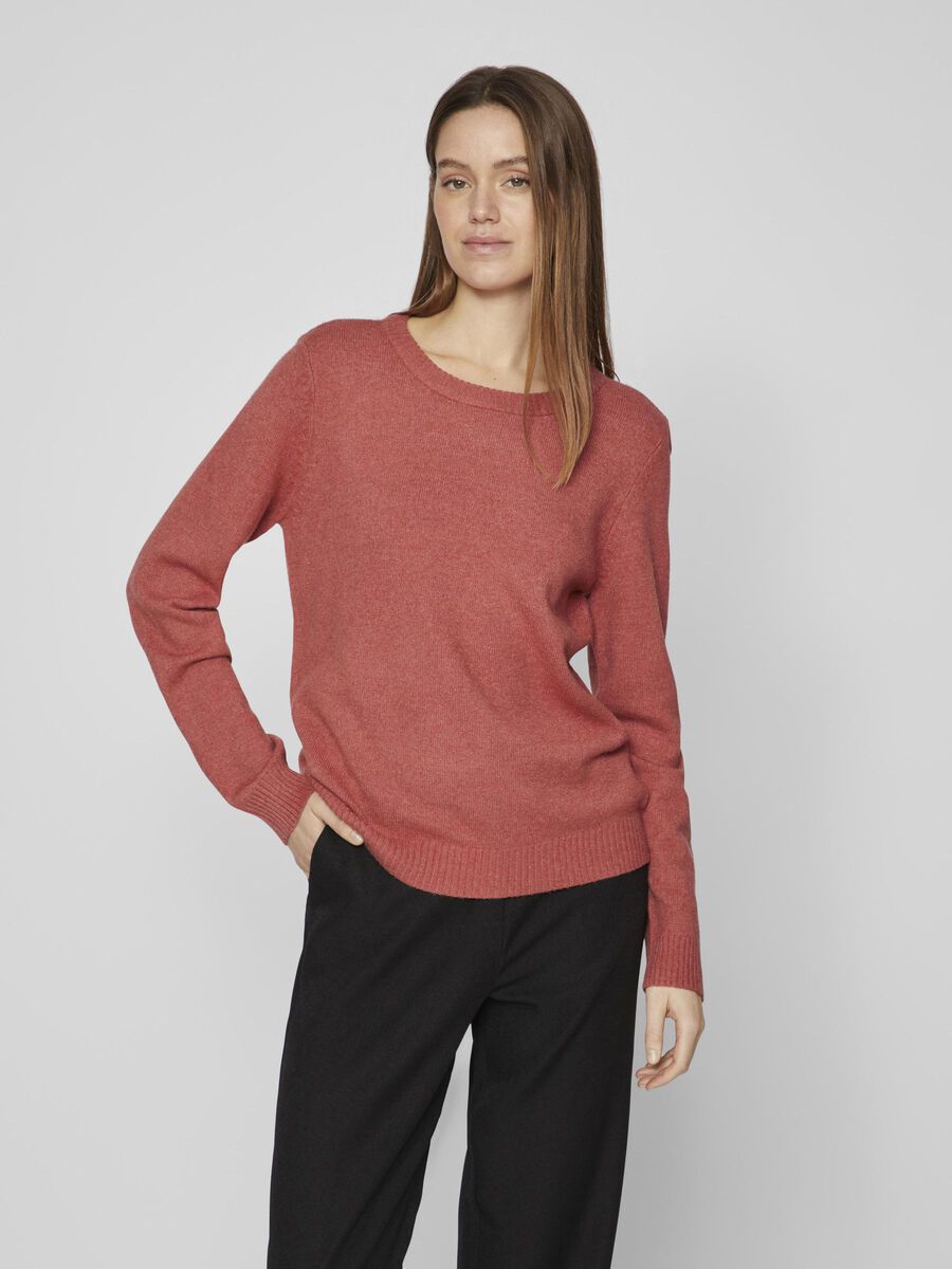 Vila COL ROND PULL EN MAILLE, Spiced Coral, highres - 14054177_SpicedCoral_714851_003.jpg