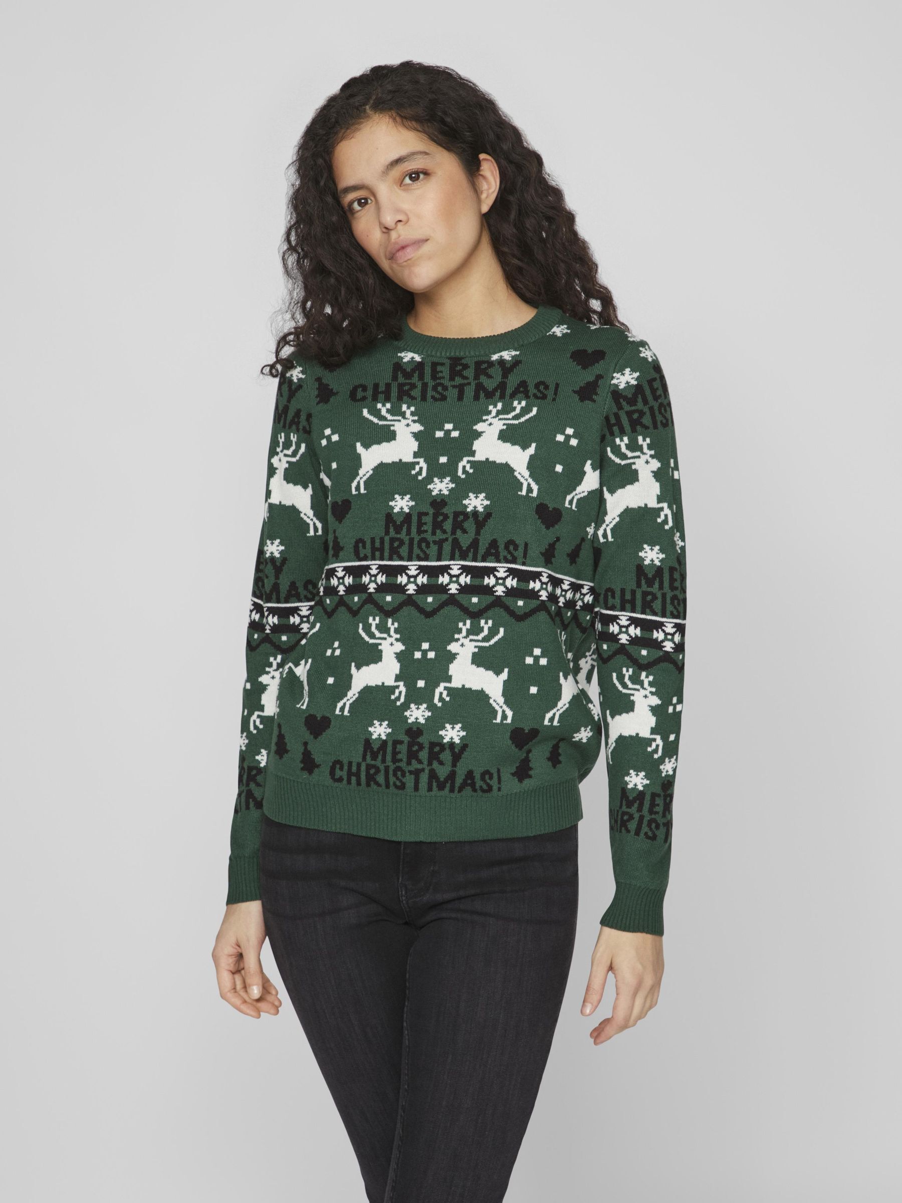 MERRY CHRISTMAS PULL EN MAILLE Vert VILA