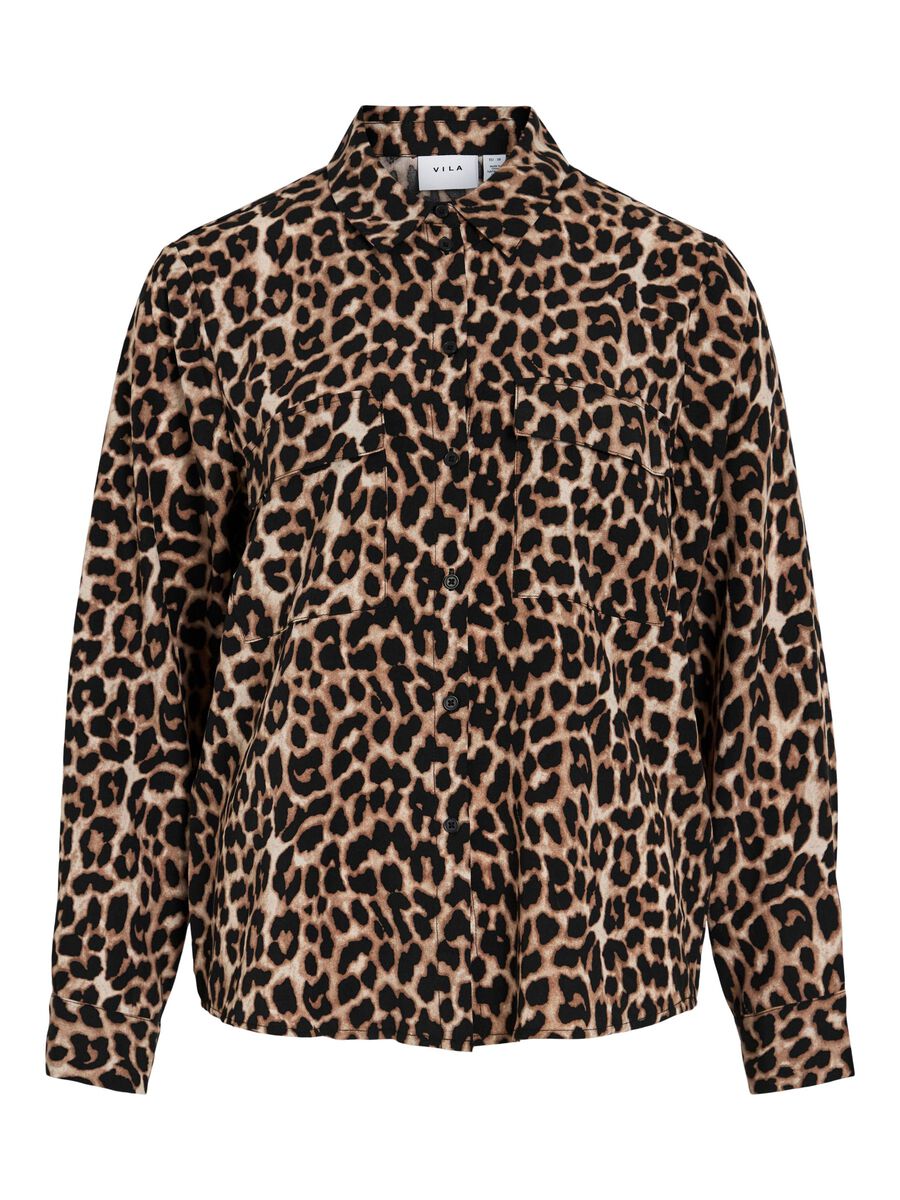 VILA VILIOPANA LEOPARD PRINT SHIRT, Brazzilian Sand, highres - 14105563_BrazzilianSand_1174577_001.jpg