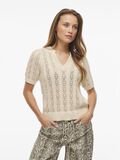VILA SHORT SLEEVED KNITTED TOP, Birch, highres - 14103437_Birch_003.jpg