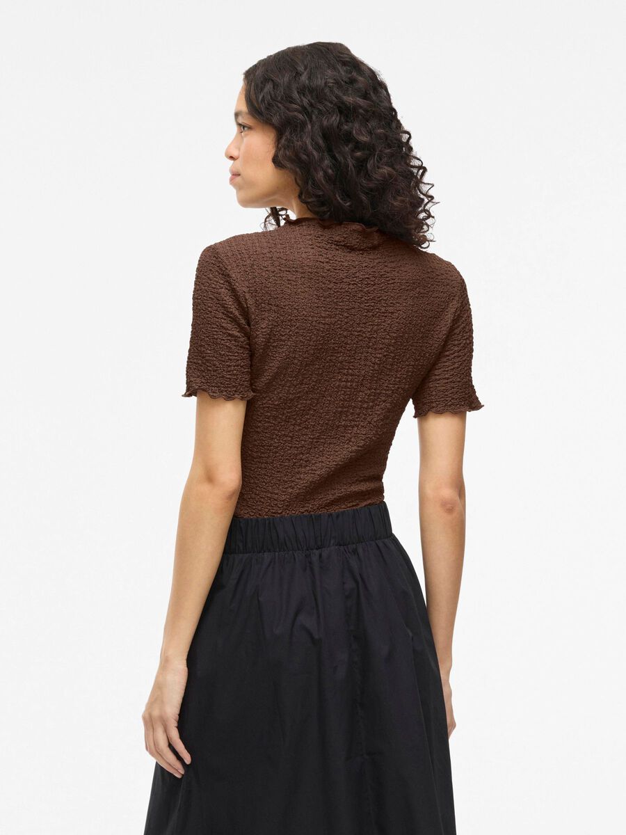 VILA VIMALMEN STEHKRAGEN OBERTEIL MIT KURZEN ÄRMELN, Chocolate Brown, highres - 14112683_ChocolateBrown_004.jpg