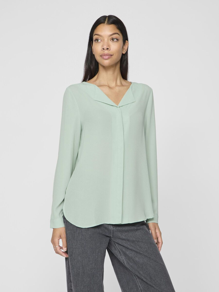 VILA VILUCY HIGH LOW SHIRT, Silt Green, highres - 14044253_SiltGreen_003.jpg
