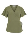 VILA VILOVIE SHORT SLEEVED WRAP TOP, Four Leaf Clover, highres - 14111195_FourLeafClover_001.jpg