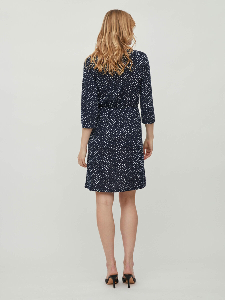 Vila 3/4 SLEEVED WRAP DRESS, Navy Blazer, highres - 14075815_NavyBlazer_963639_004.jpg