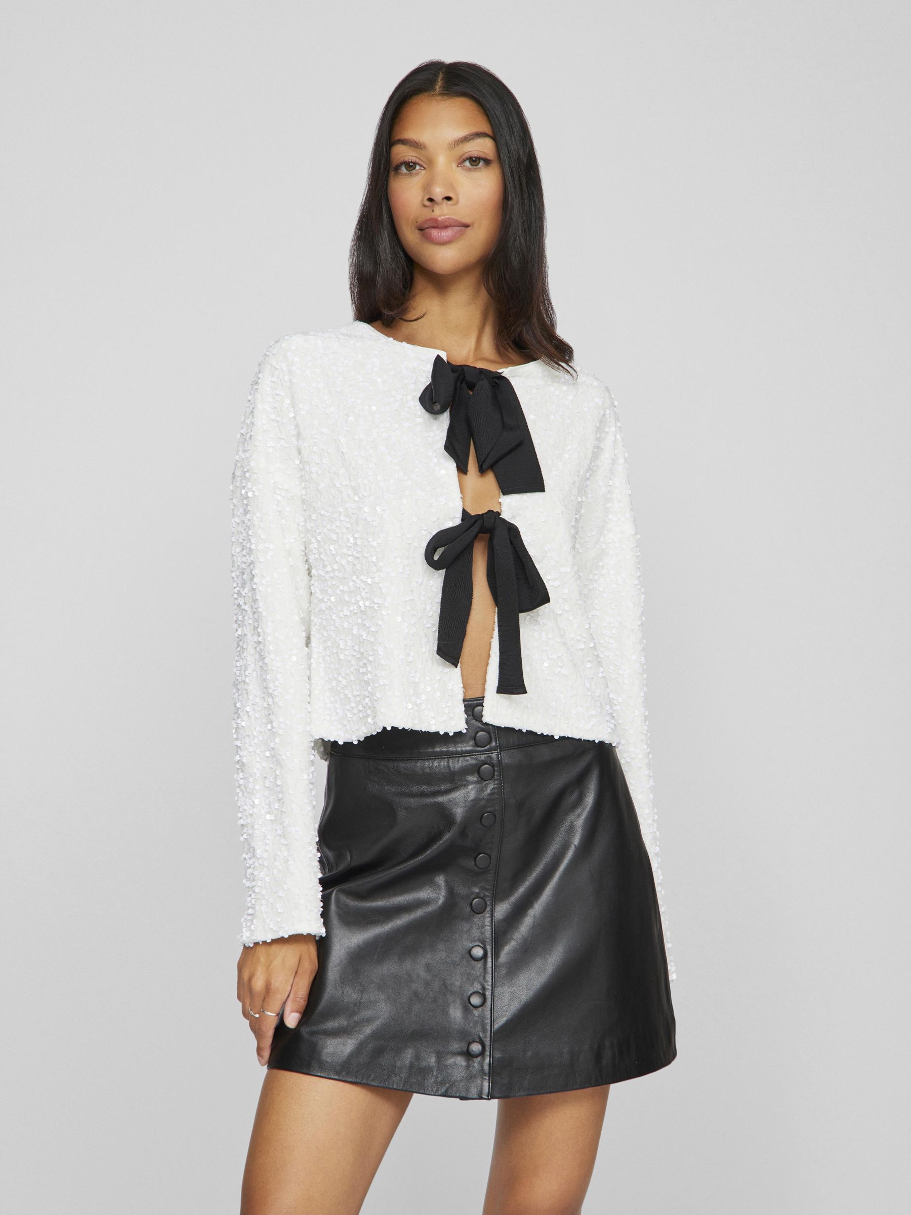 White sequin cardigan top
