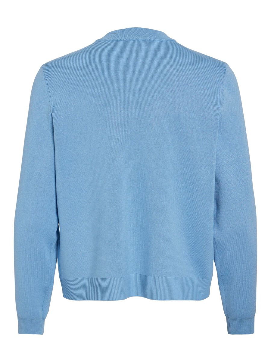 VILA ONE-BUTTON KNITTED CARDIGAN, Blissful Blue, highres - 14107418_BlissfulBlue_002.jpg