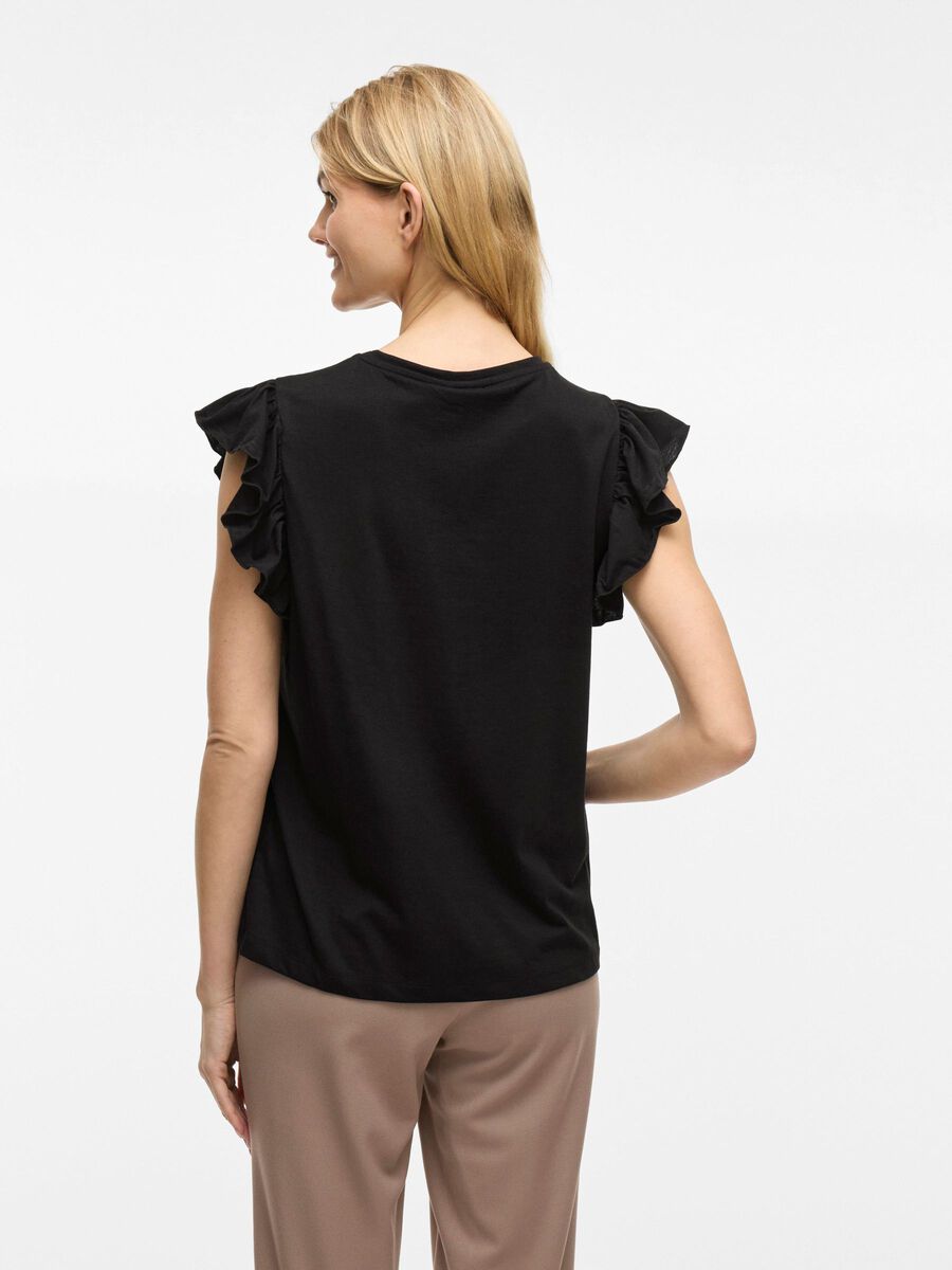 VILA VISUMMER RONDE HALS TOP MET KAPMOUWEN, Black, highres - 14111867_Black_004.jpg