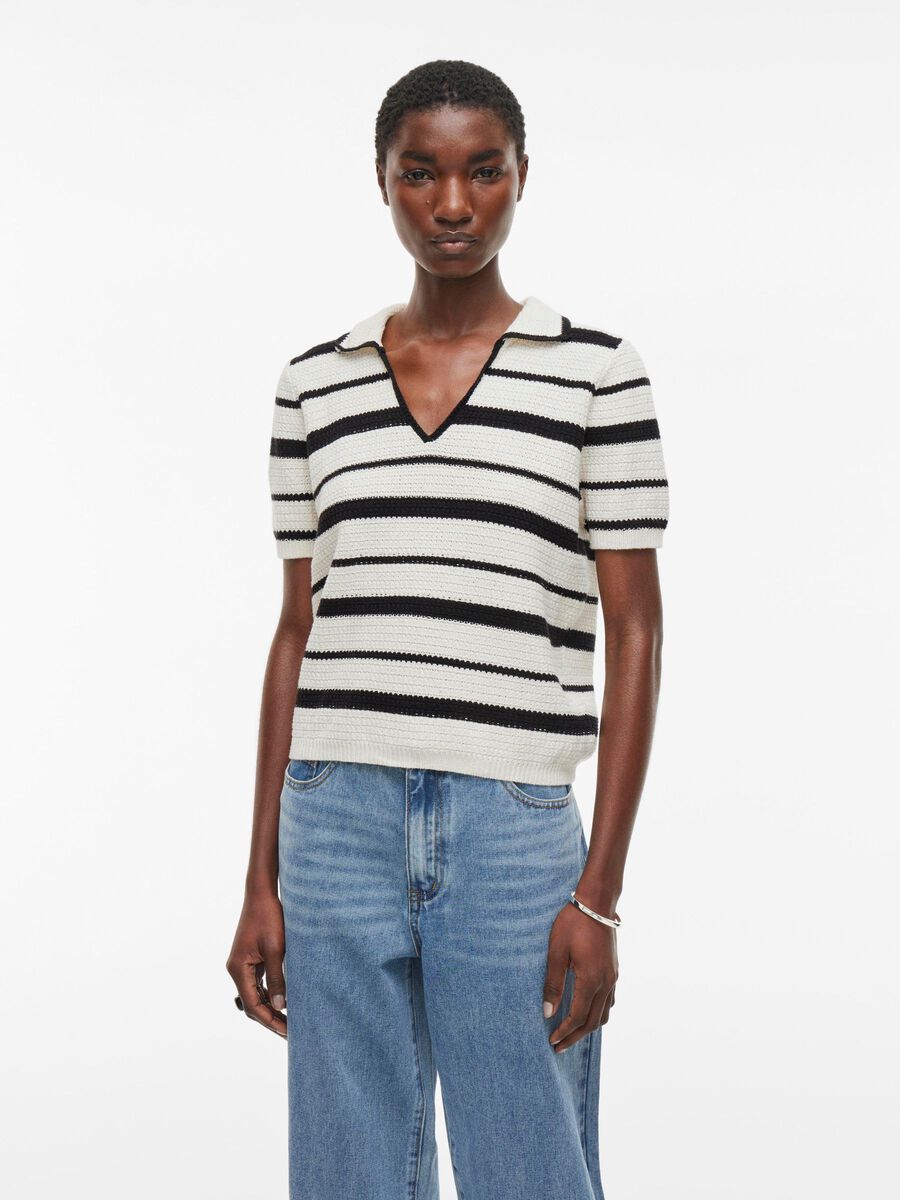 VILA SHORT SLEEVED KNITTED TOP, Birch, highres - 14105934_Birch_1176306_003.jpg