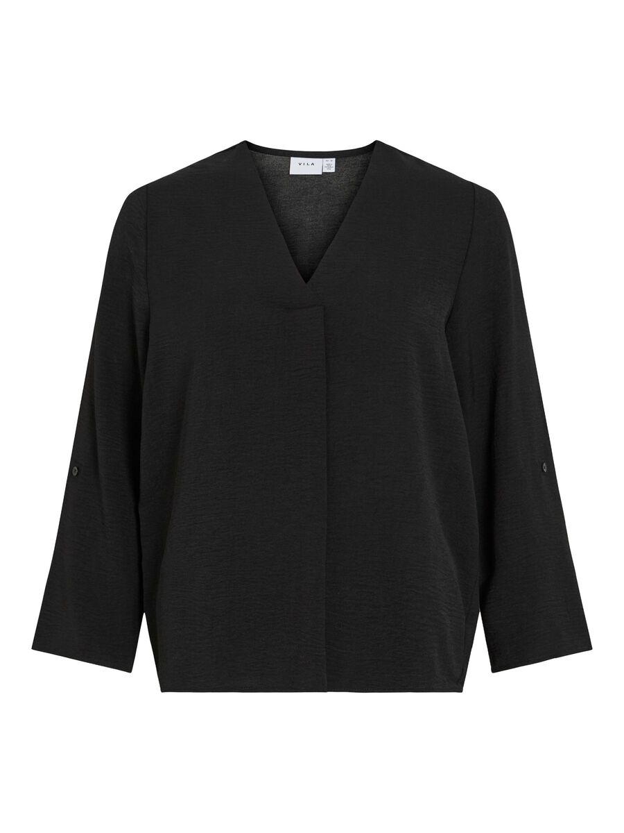VILA VIJOSA V-NECK 3/4 SLEEVED TOP, Black Beauty, highres - 14102906_BlackBeauty_001.jpg