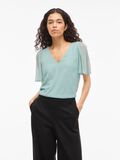Product image thumbnail - VIFALIA V-NECK SHORT SLEEVED TOP, Blue Surf | 1
