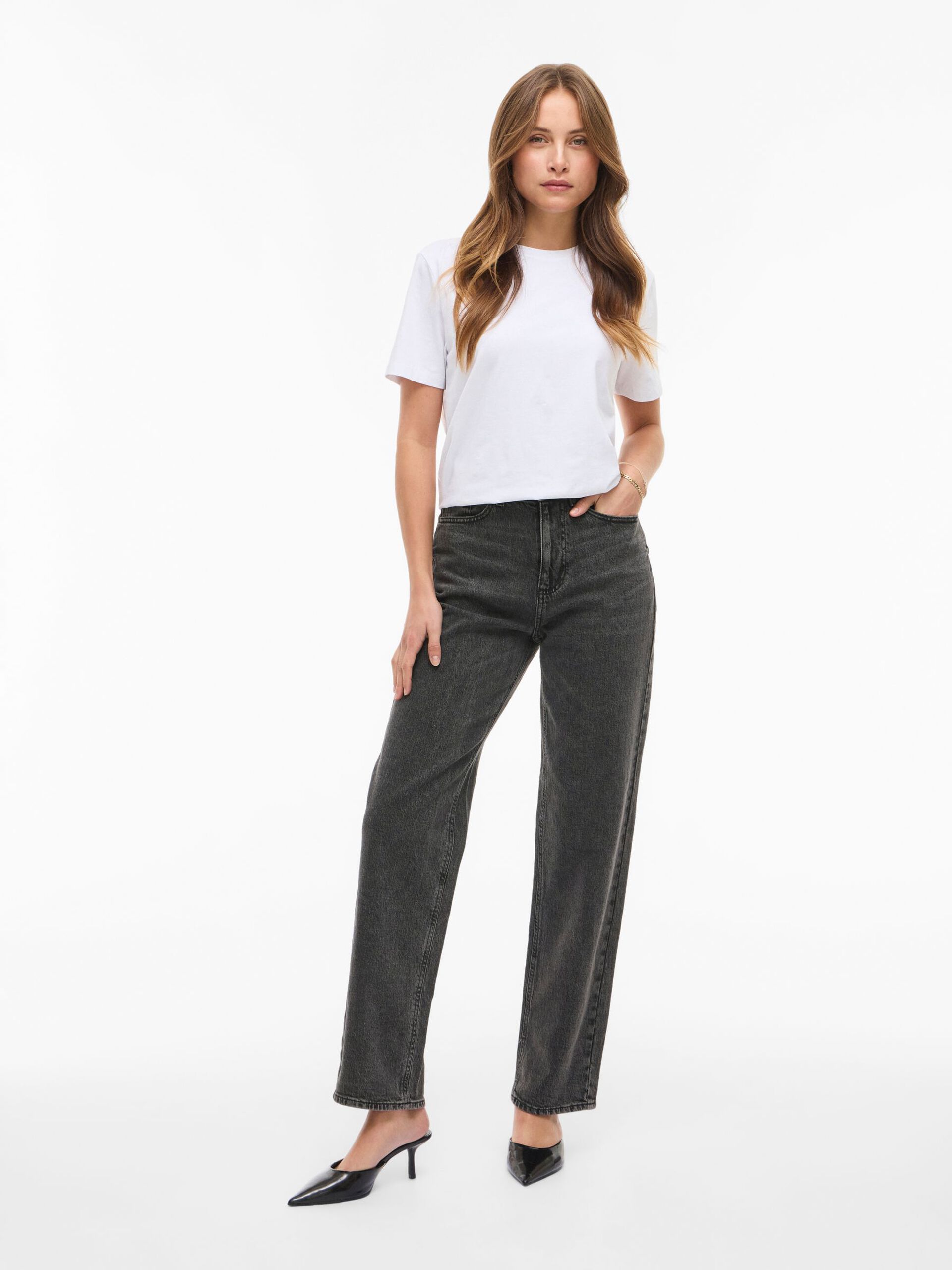 Carousel image - VIKELLY - TAILLE HAUTE JEAN DROIT, Dark Grey Denim | 4