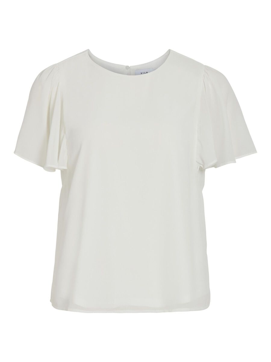 VILA ROUND NECK SHORT SLEEVED TOP, Cloud Dancer, highres - 14106101_CloudDancer_001.jpg