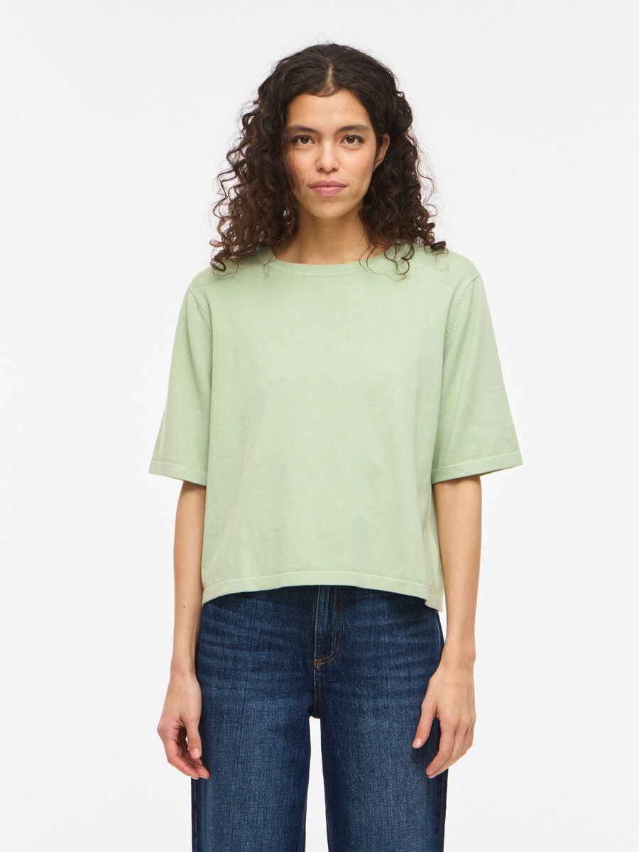 Product carousel image - VIMALU - MANCHES COURTES TOP EN MAILLE, Smoke Green | 1