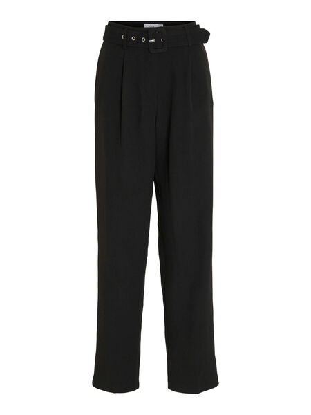 Vila BELTED HIGH WAISTED TROUSERS, Black, highres - 14087237_Black_001.jpg