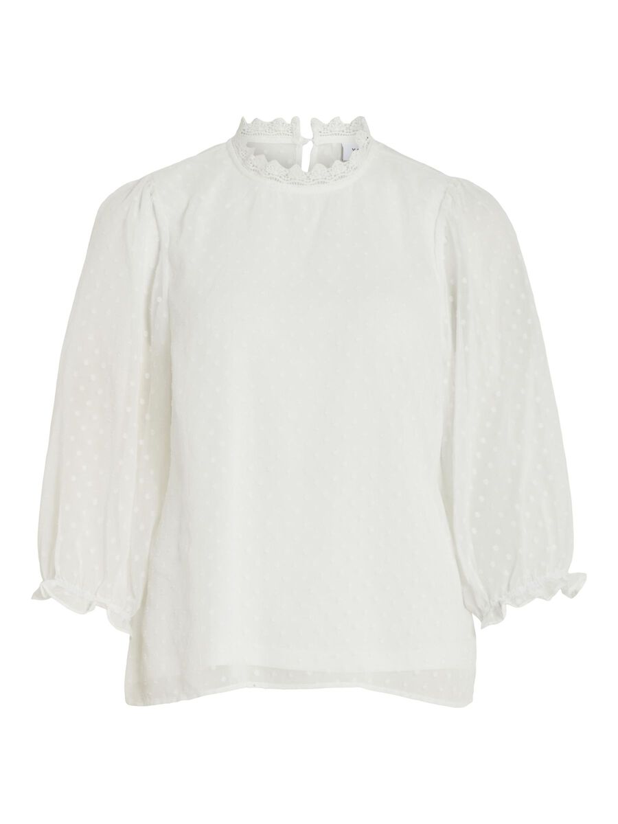VILA DOTTED 3/4 SLEEVED TOP, Cloud Dancer, highres - 14102158_CloudDancer_001.jpg