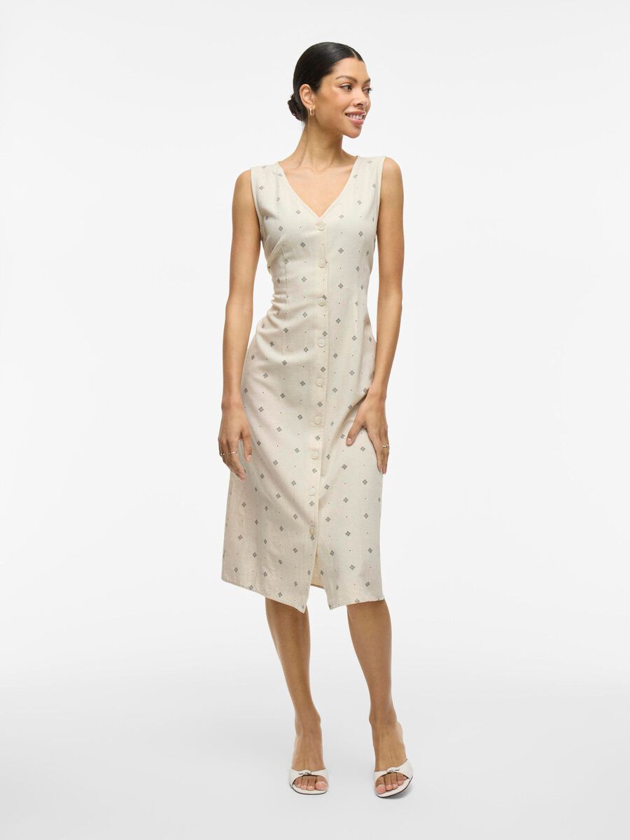 VILA SLEEVELESS MIDI DRESS, Super Light Natural Melan, highres - 14105079_SuperLightNaturalMelan_1191684_003.jpg