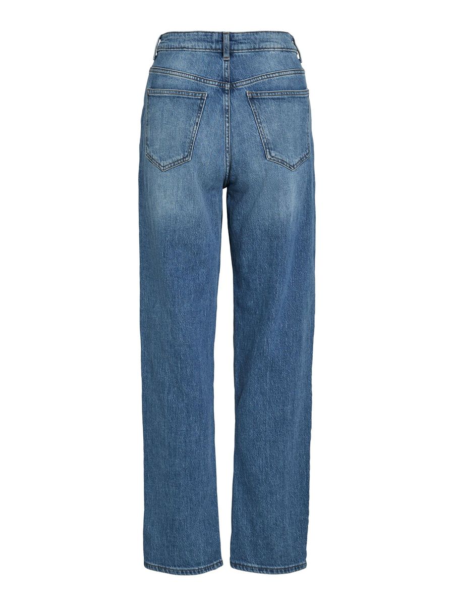 VILA VIKELLY HIGH-WAIST STRAIGHT FIT JEANS, Medium Blue Denim, highres - 14084730_MediumBlueDenim_1038127_002.jpg