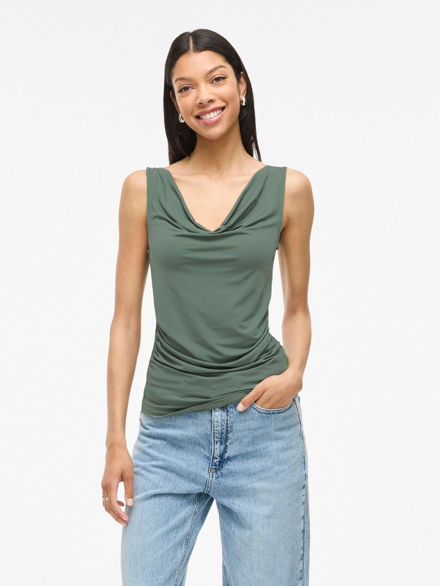 VILA VIKANA WATERFALL SLEEVELESS TOP, Laurel Wreath, highres - 14112655_LaurelWreath_003.jpg